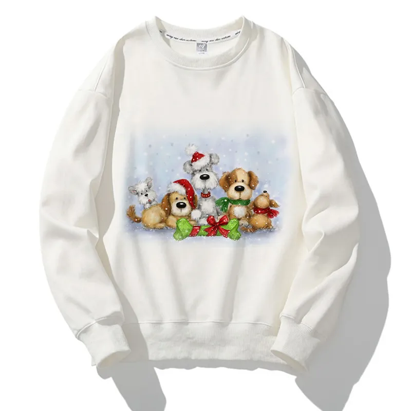 Lovely Christmas O-Neck White Sweater E