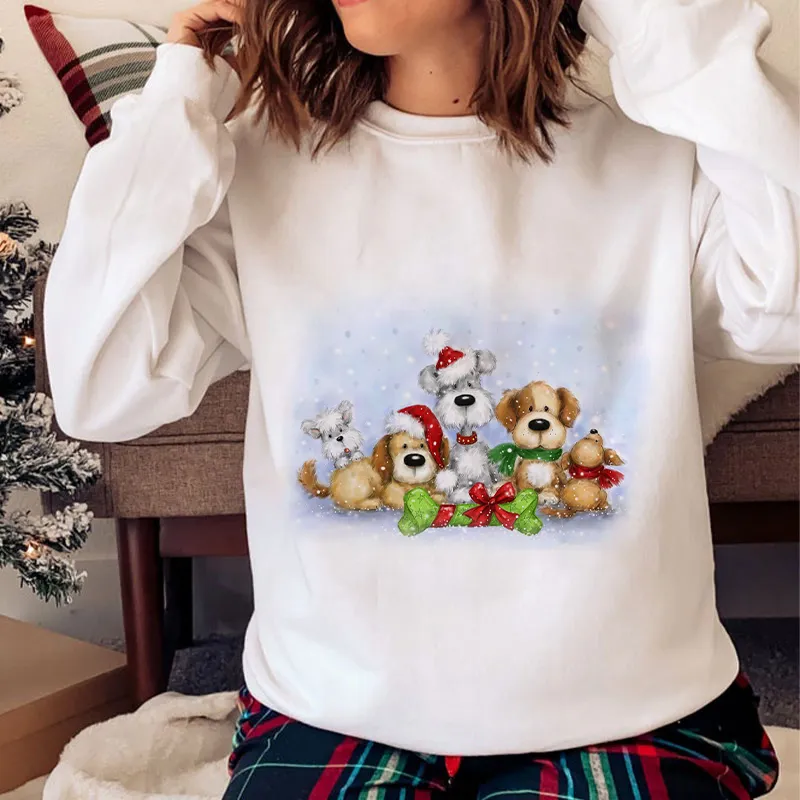 Lovely Christmas O-Neck White Sweater E