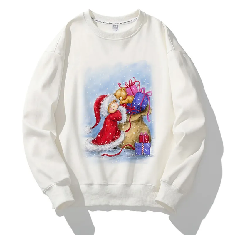 Lovely Christmas O-Neck White Sweater G