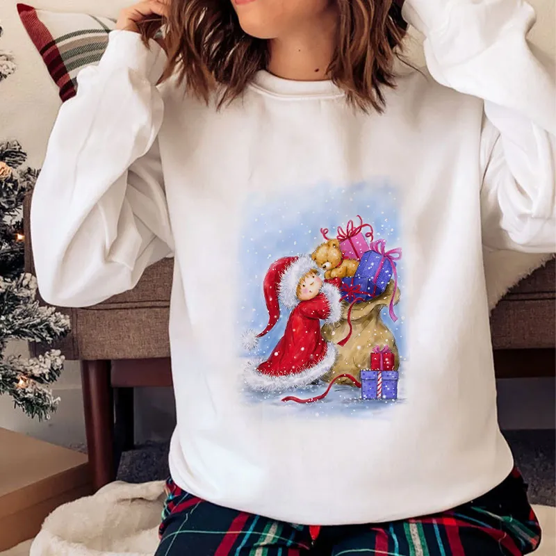 Lovely Christmas O-Neck White Sweater G