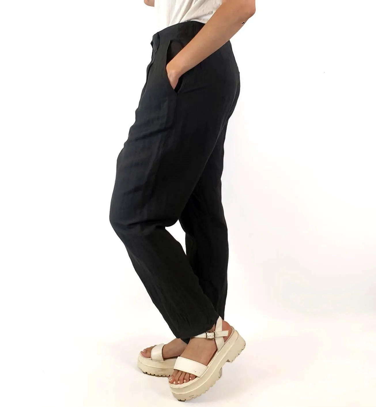 Lush grey linen mix straight leg tailored pants size 10