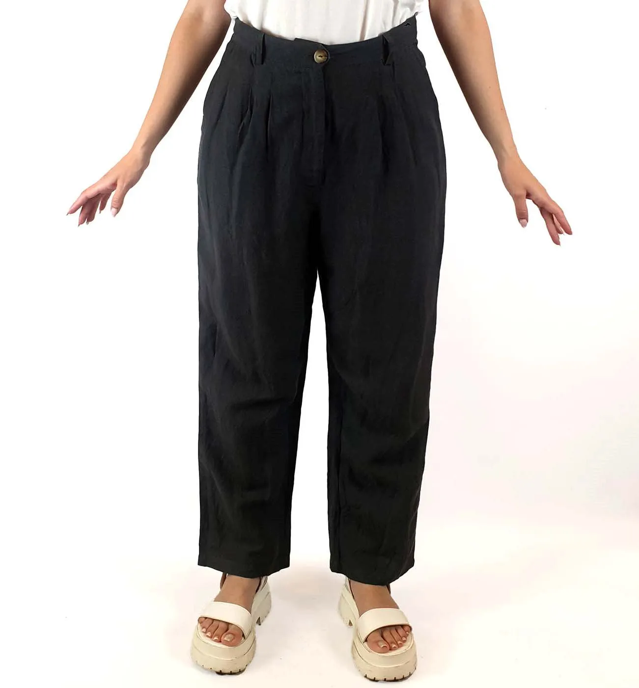 Lush grey linen mix straight leg tailored pants size 10