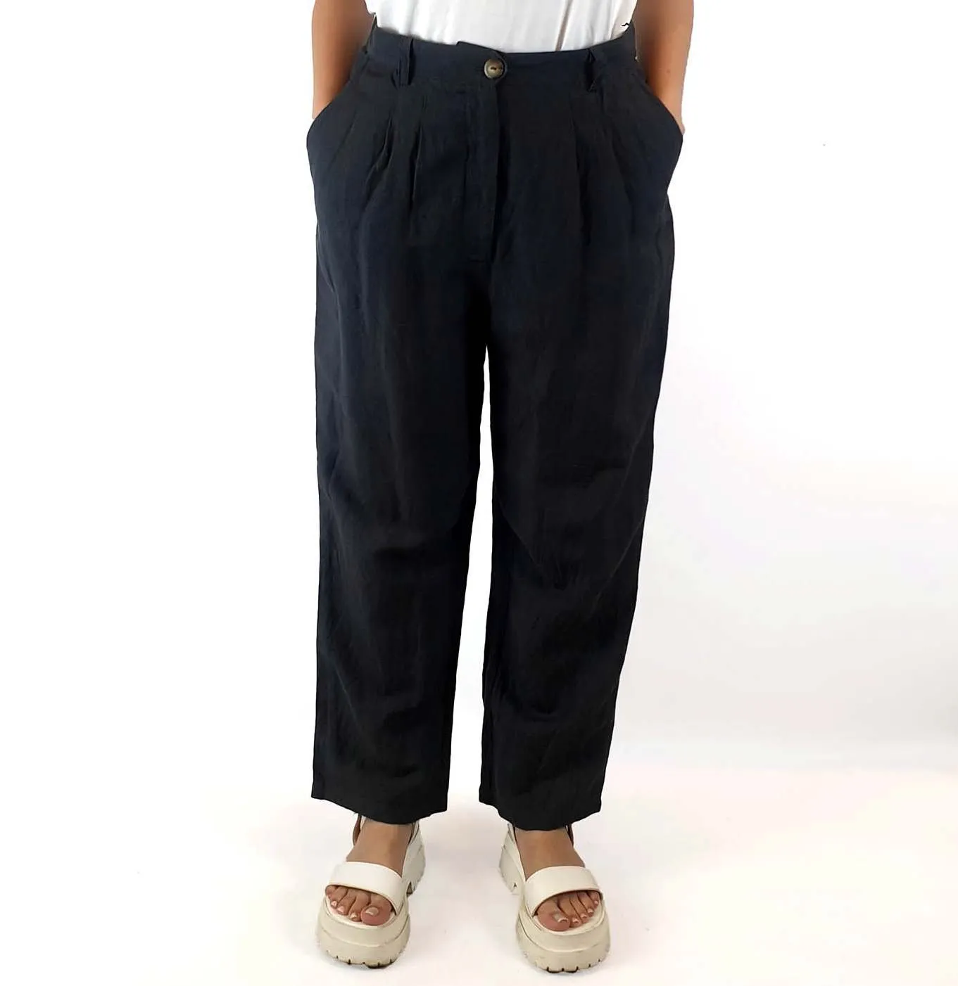 Lush grey linen mix straight leg tailored pants size 10