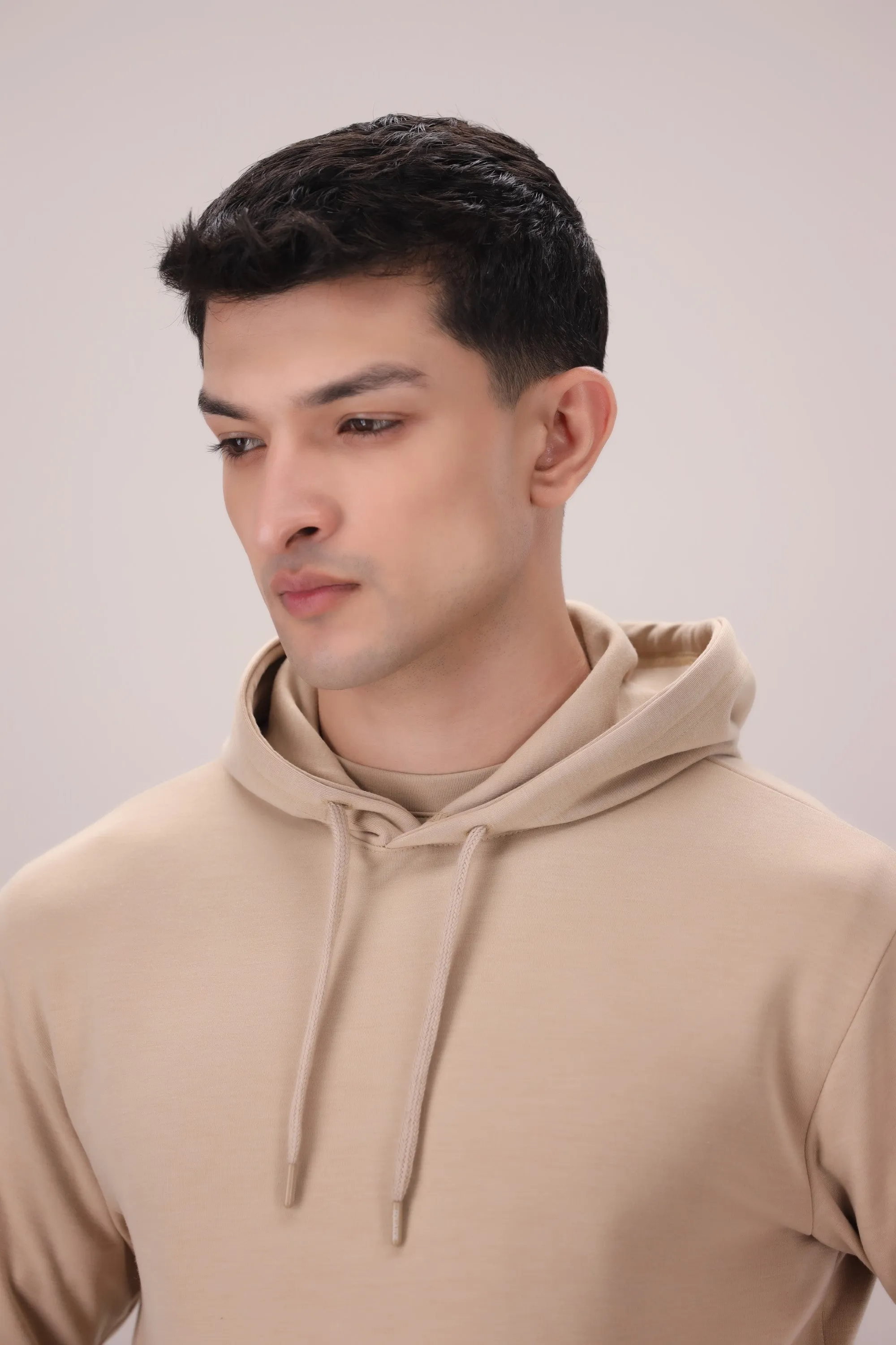 Luxe Stretch Beige Hoodie