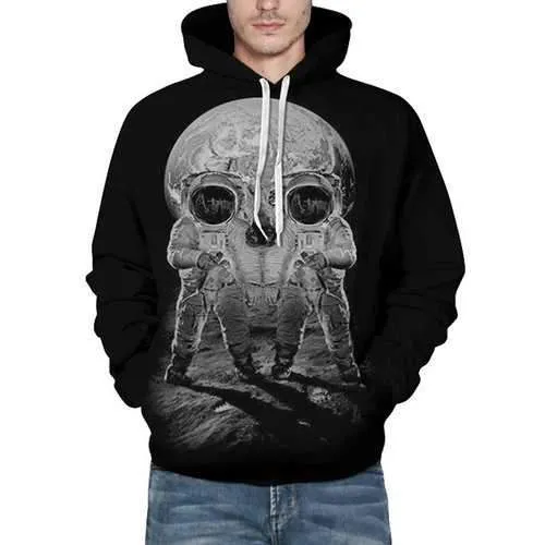 Mens 3D Space Skulls Printed Hoodies