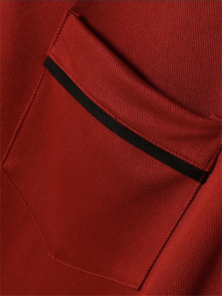 Men's Fall V Neck Long Sleeve Fitted Polo Shirt