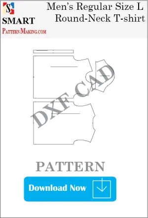 Men's Round Neck T-shirt Downloadable DXF/CAD Pattern