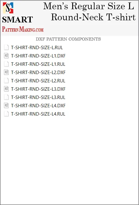Men's Round Neck T-shirt Downloadable DXF/CAD Pattern