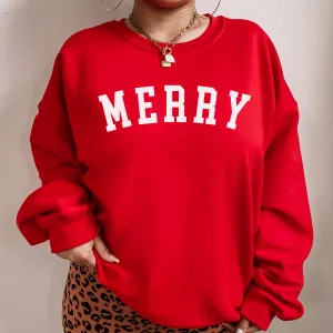 MERRY CREWNECK | CHRISTMAS SWEATSHIRT | HOLIDAY | RED