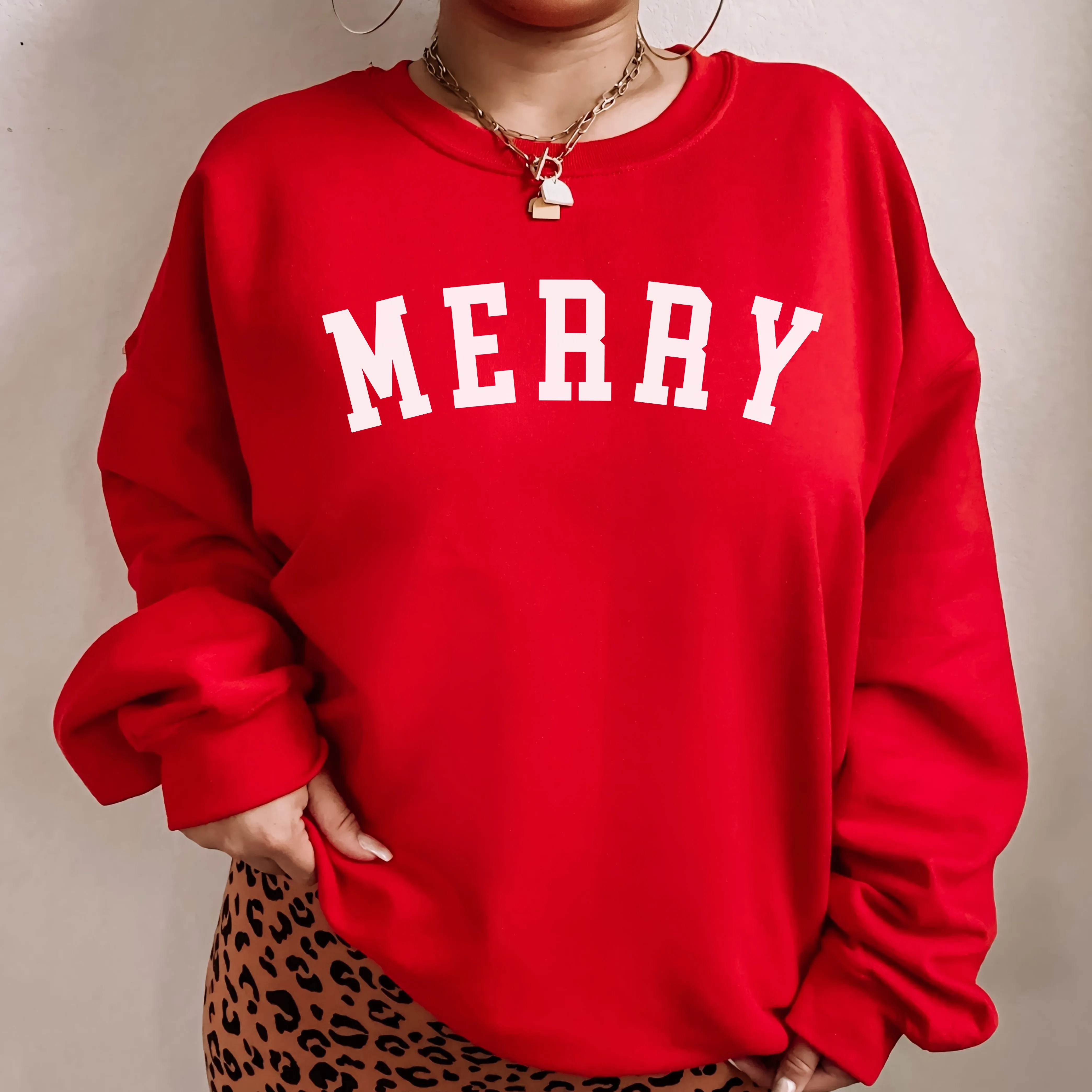 MERRY CREWNECK | CHRISTMAS SWEATSHIRT | HOLIDAY | RED