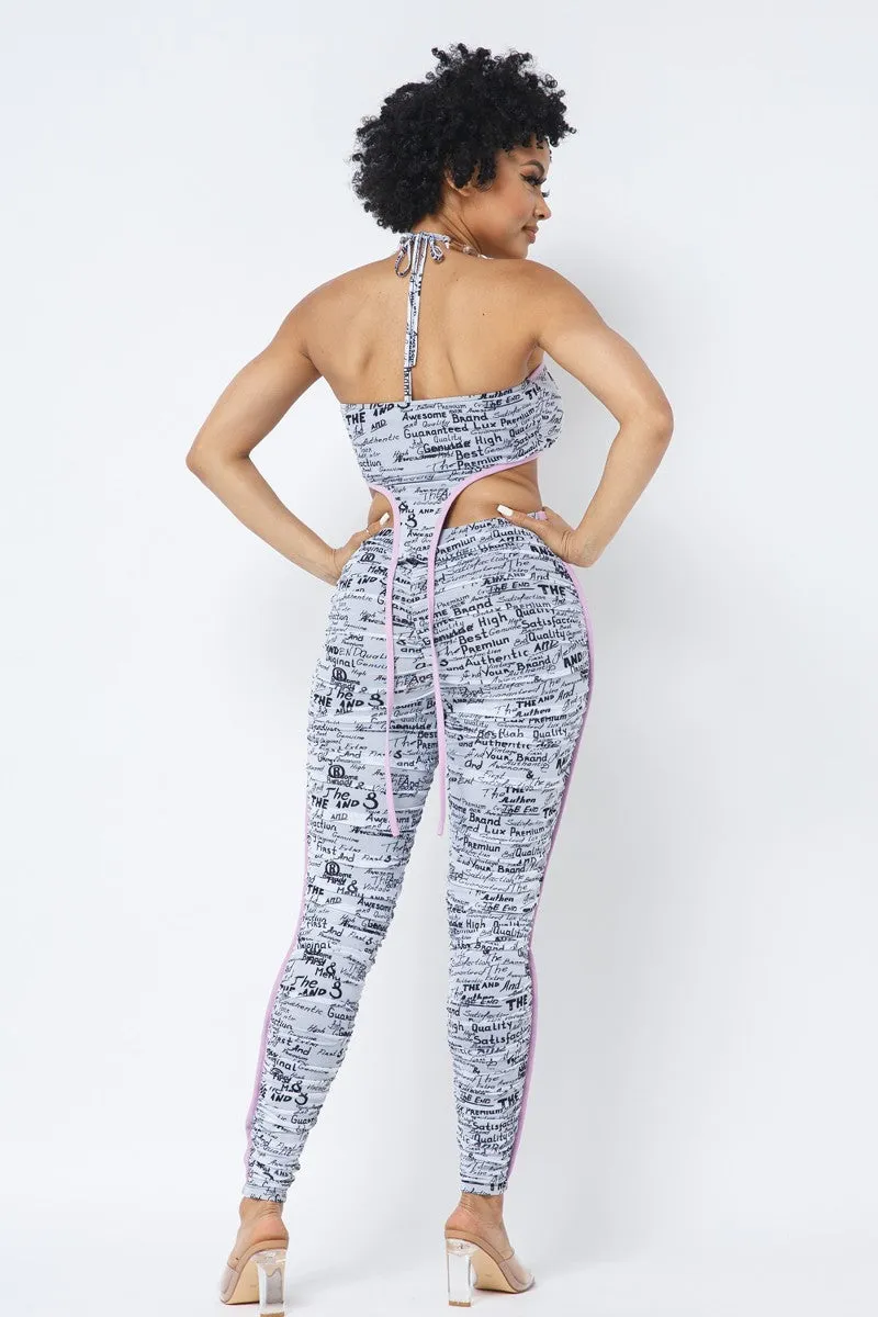 Mesh Chain Halter With Matching Leggings Set