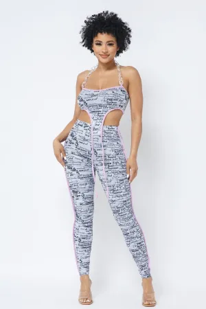 Mesh Chain Halter With Matching Leggings Set