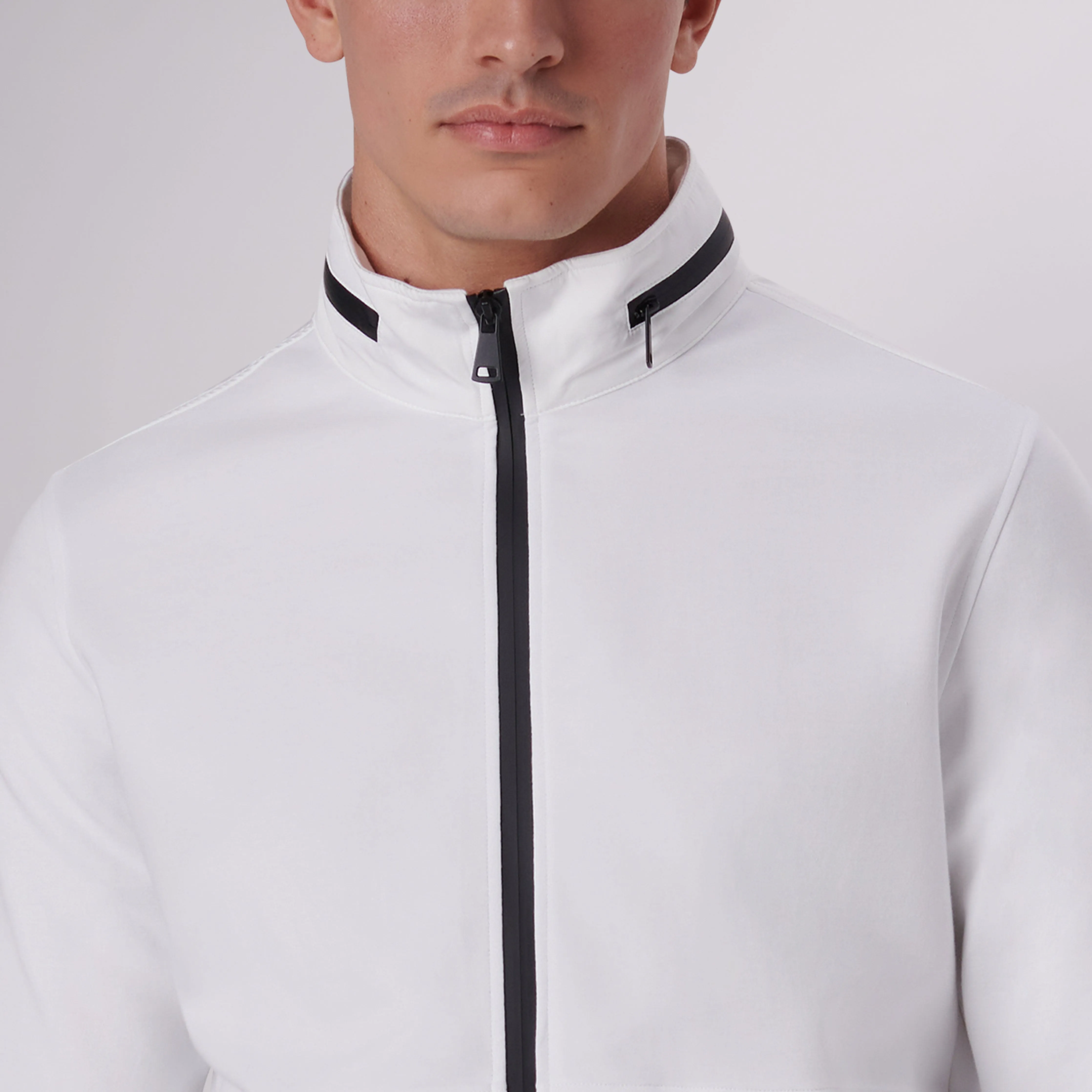 Mock Neck Jacket With Stow-Away Hood