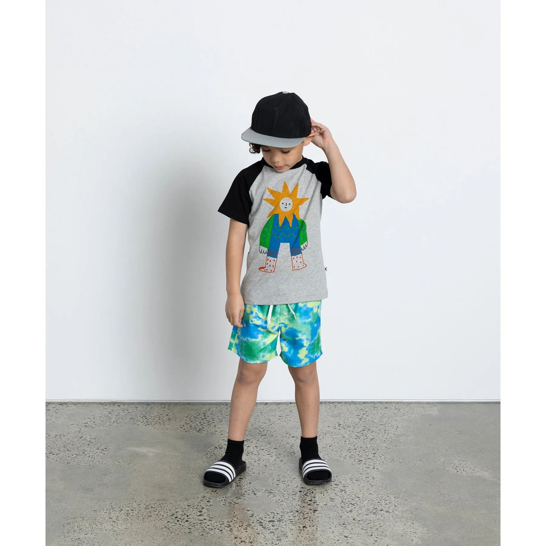 Mr Sun Tee - Grey Marle/Black