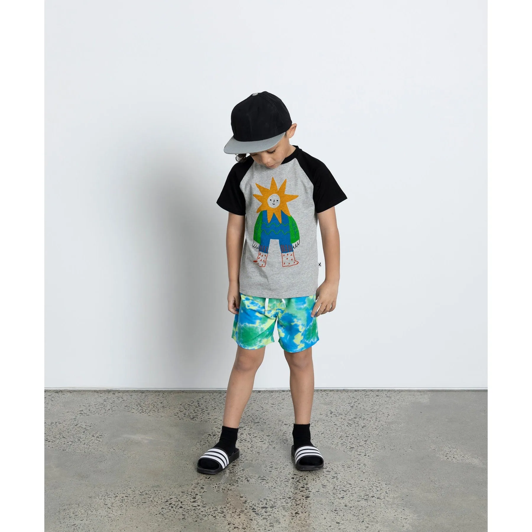 Mr Sun Tee - Grey Marle/Black