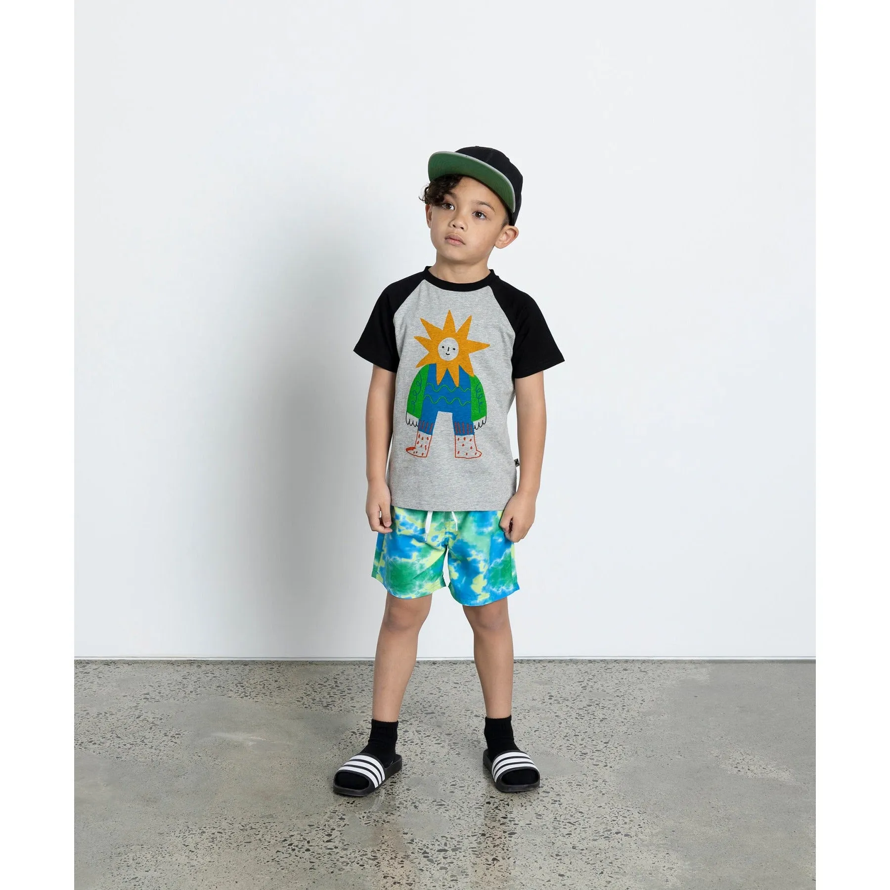 Mr Sun Tee - Grey Marle/Black