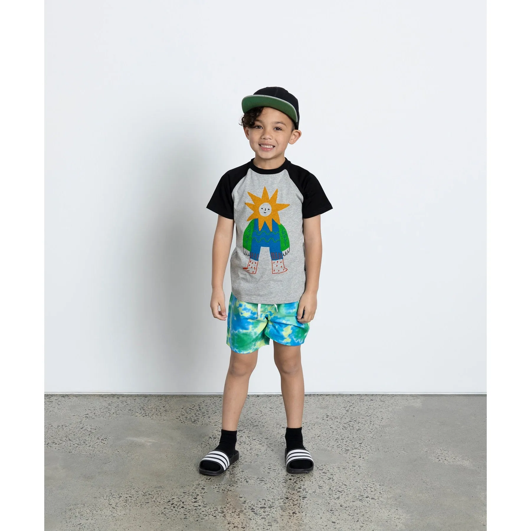 Mr Sun Tee - Grey Marle/Black