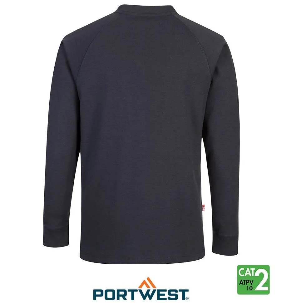 Navy Bizflame™ 7oz FR Antistatic Crew Neck Long Sleeve T-Shirt by Portwest - Style FR33NA