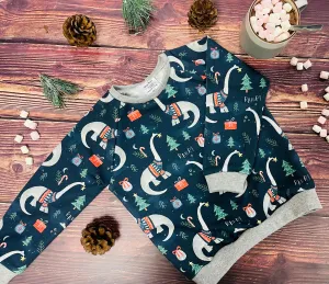 Navy Dinosaurs Papa Sweater