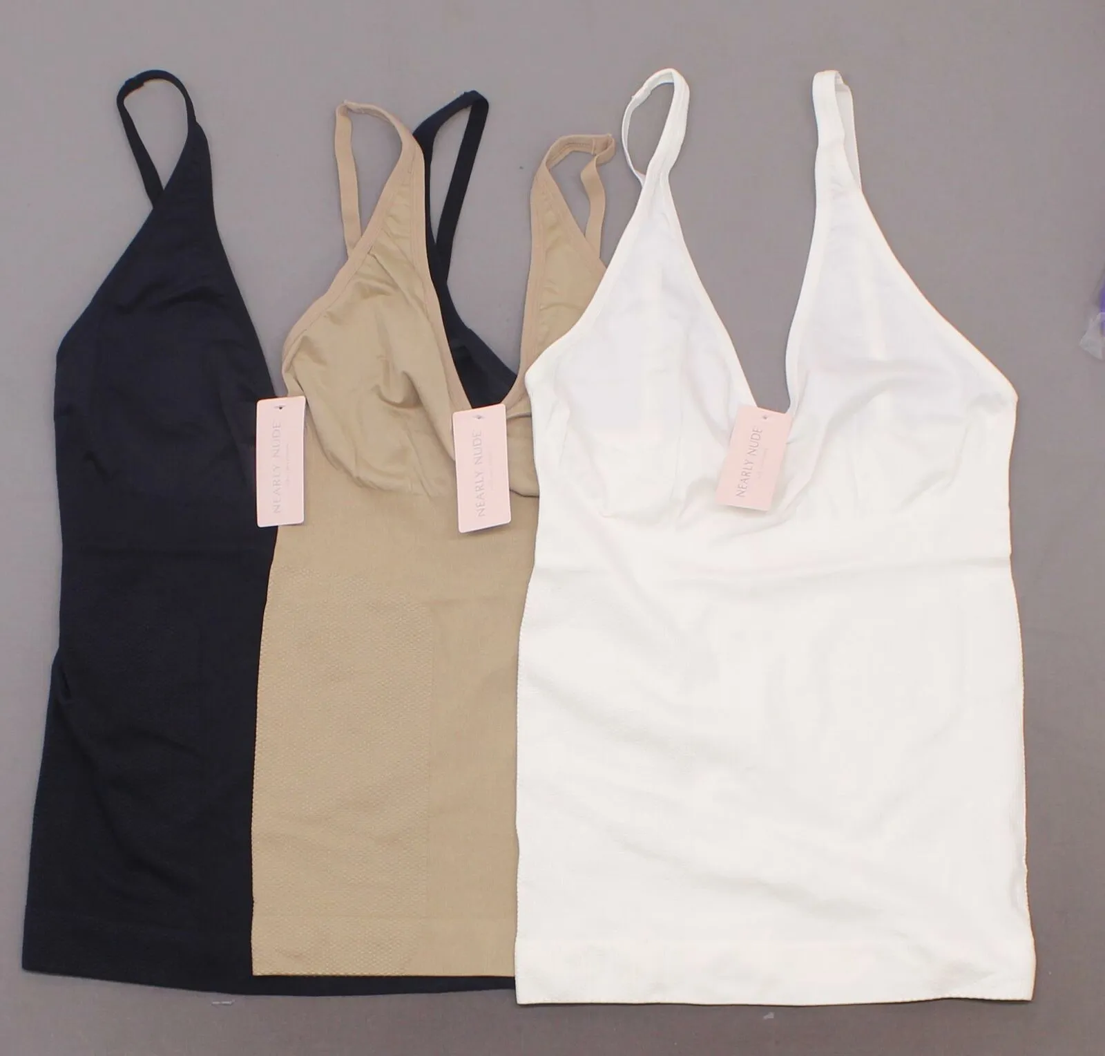 Nearly Nude Women's 3 Pack Seamless Shaping V-Neck Tank Tops