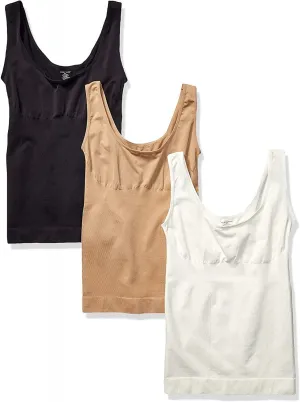 Nearly Nude Women's 3 Pack Seamless Shaping V-Neck Tank Tops