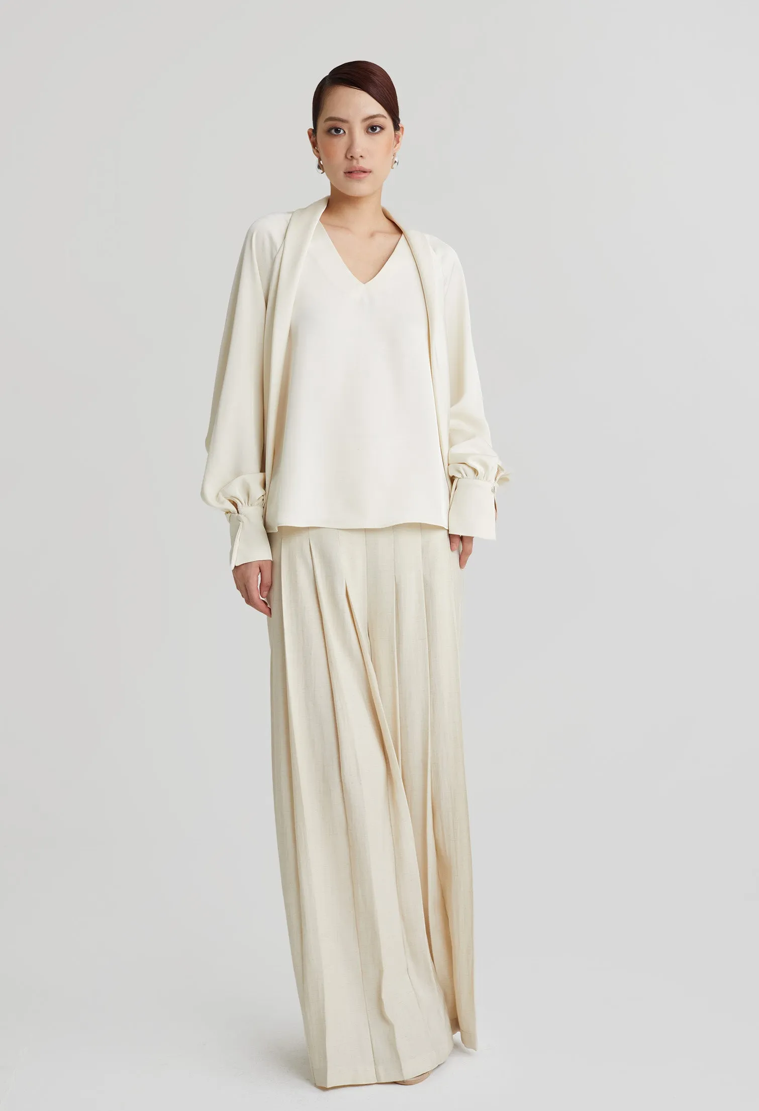 nichii X NURITA HARITH Scarf Flou V-Neck Top