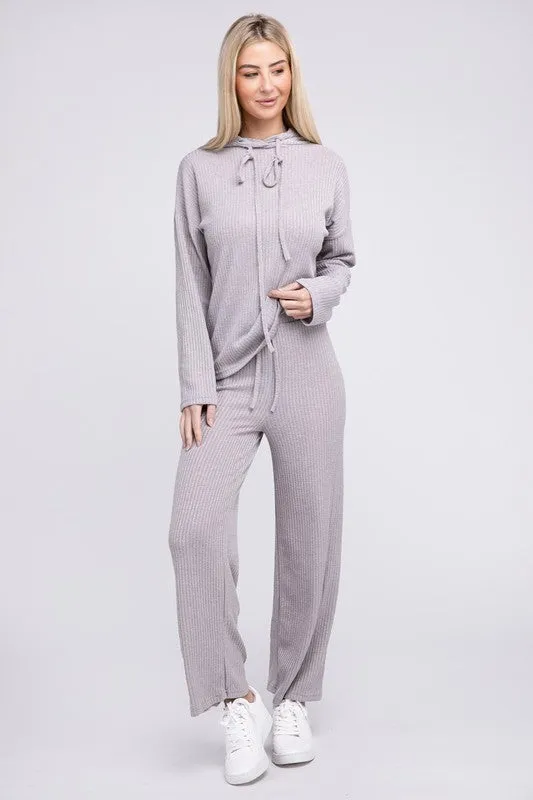 Nuvi Apparel Beige Textured Top and Pants Set