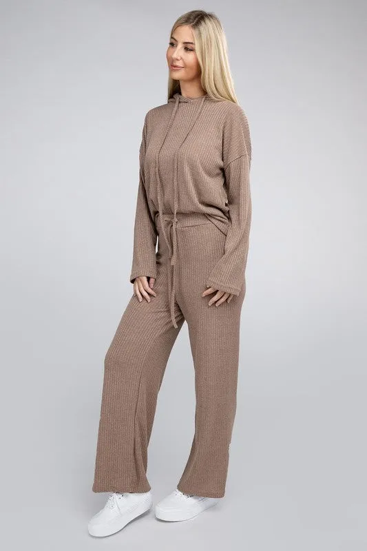 Nuvi Apparel Beige Textured Top and Pants Set