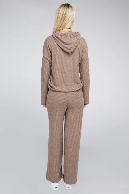 Nuvi Apparel Beige Textured Top and Pants Set