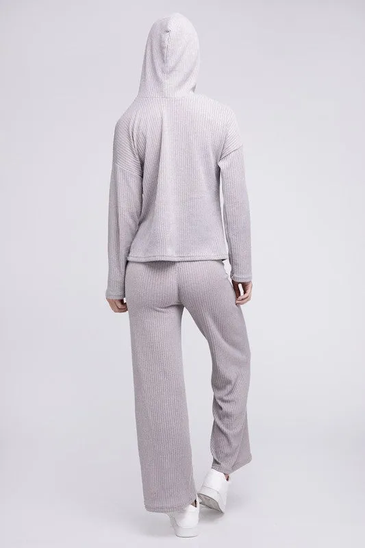 Nuvi Apparel Beige Textured Top and Pants Set