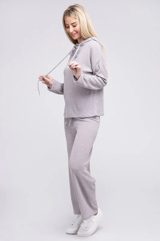 Nuvi Apparel Beige Textured Top and Pants Set