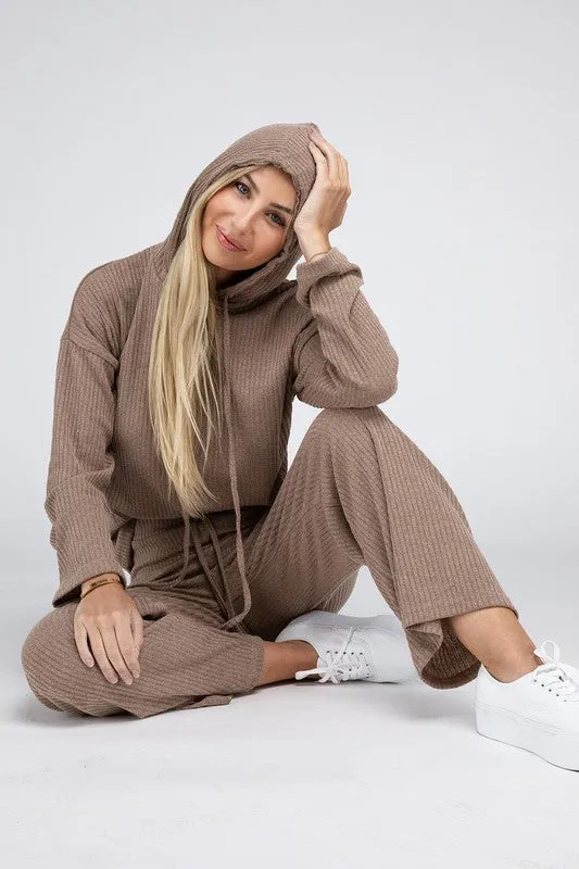 Nuvi Apparel Beige Textured Top and Pants Set