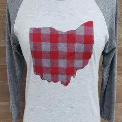 Ohio Plaid Linda Baseball Tee Black Sleeve