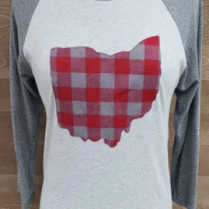 Ohio Plaid Linda Baseball Tee Black Sleeve