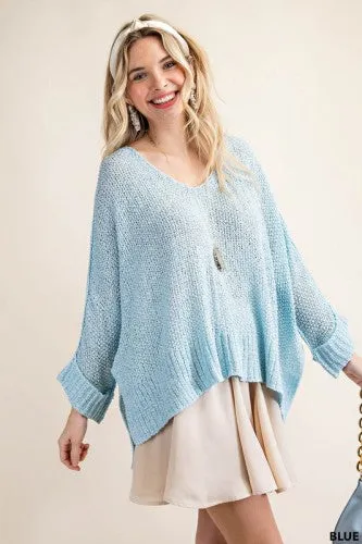 Open Weave V Neck Pullover