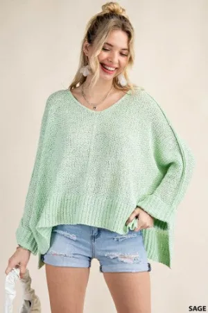 Open Weave V Neck Pullover
