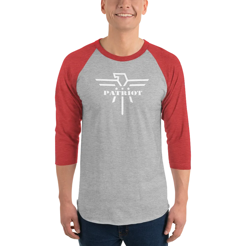 Patriot Eagle White 3/4 Sleeve Raglan T-Shirt