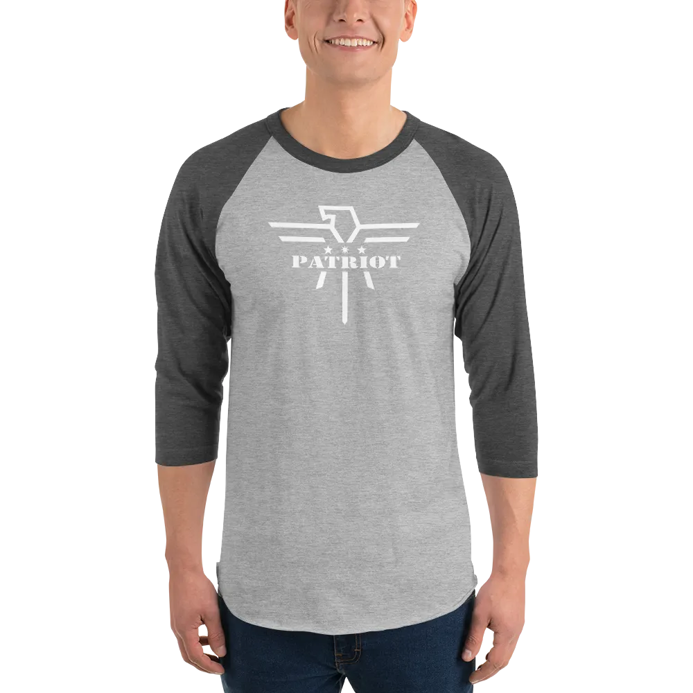 Patriot Eagle White 3/4 Sleeve Raglan T-Shirt