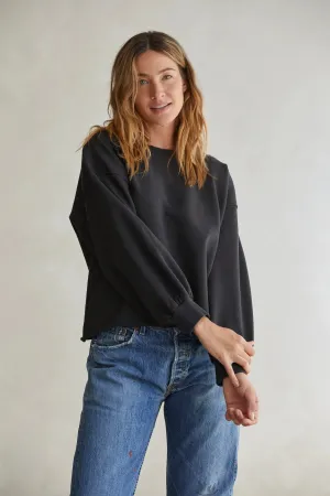 Perfect White Tee Zayne French Terry Long Sleeve Oversized Pullover Crew Vintage Black