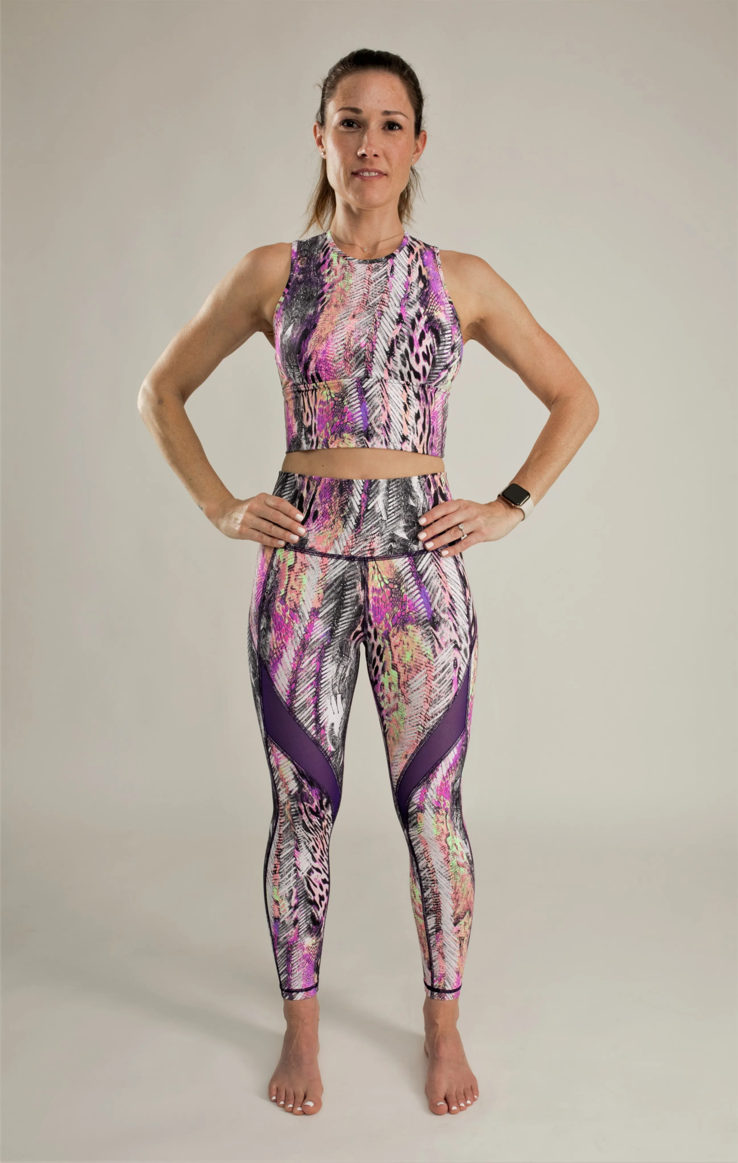 Pink and Purple Leggings High-Waisted