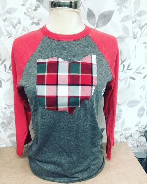 Plaid Dean Red Sleeve Baseball Tee