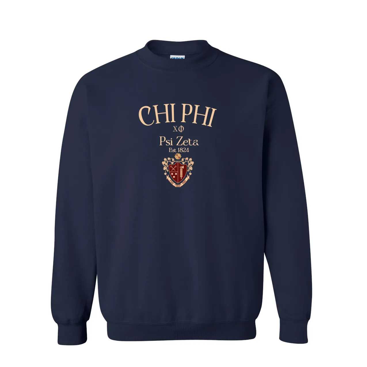 Preorder UTD Chi Phi Crest Embroidered Sweatshirts Spring 2025