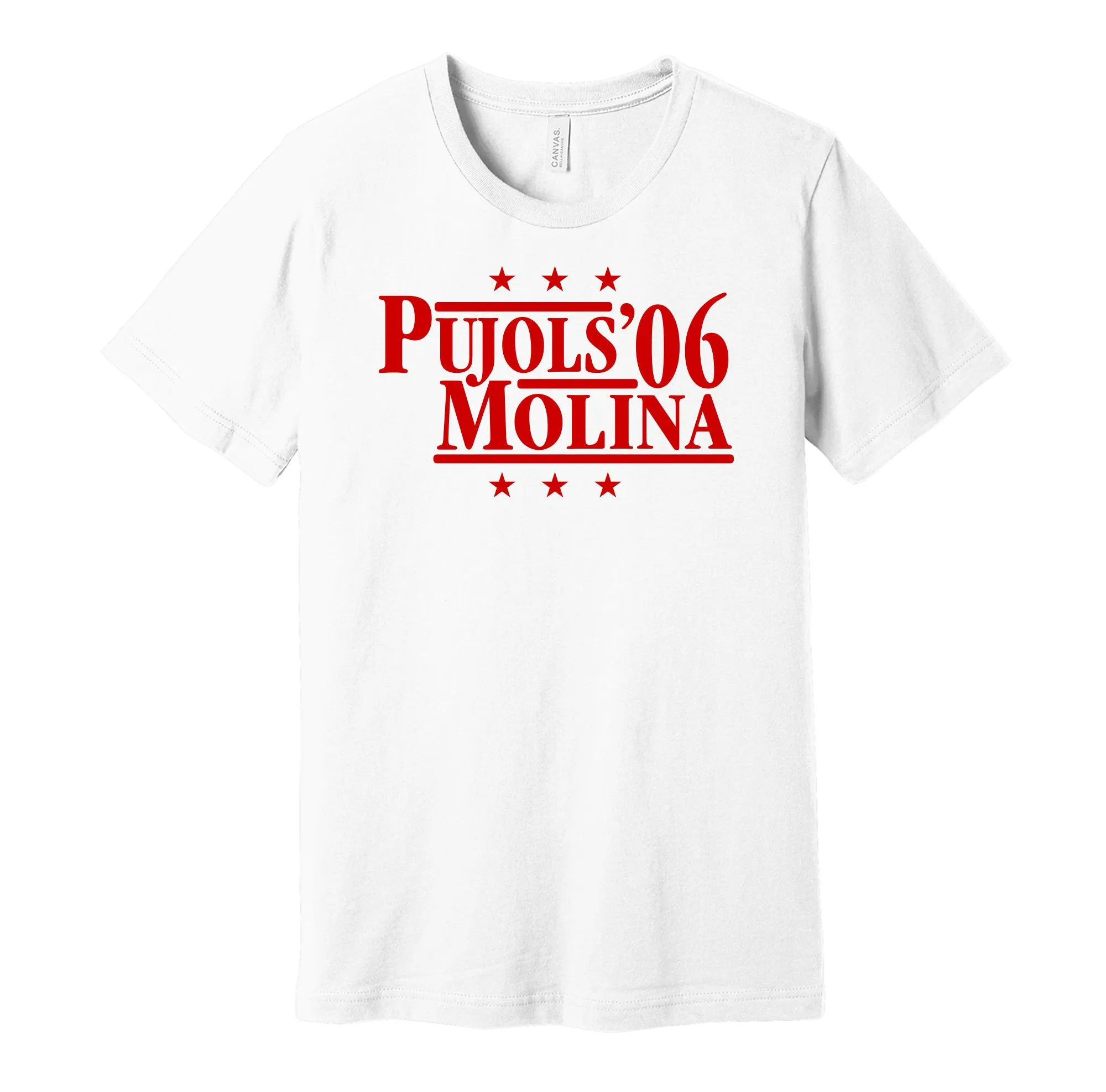 Pujols & Molina '06 - St. Louis Baseball Legends Political Campaign Parody T-Shirt - Hyper Than Hype Shirts