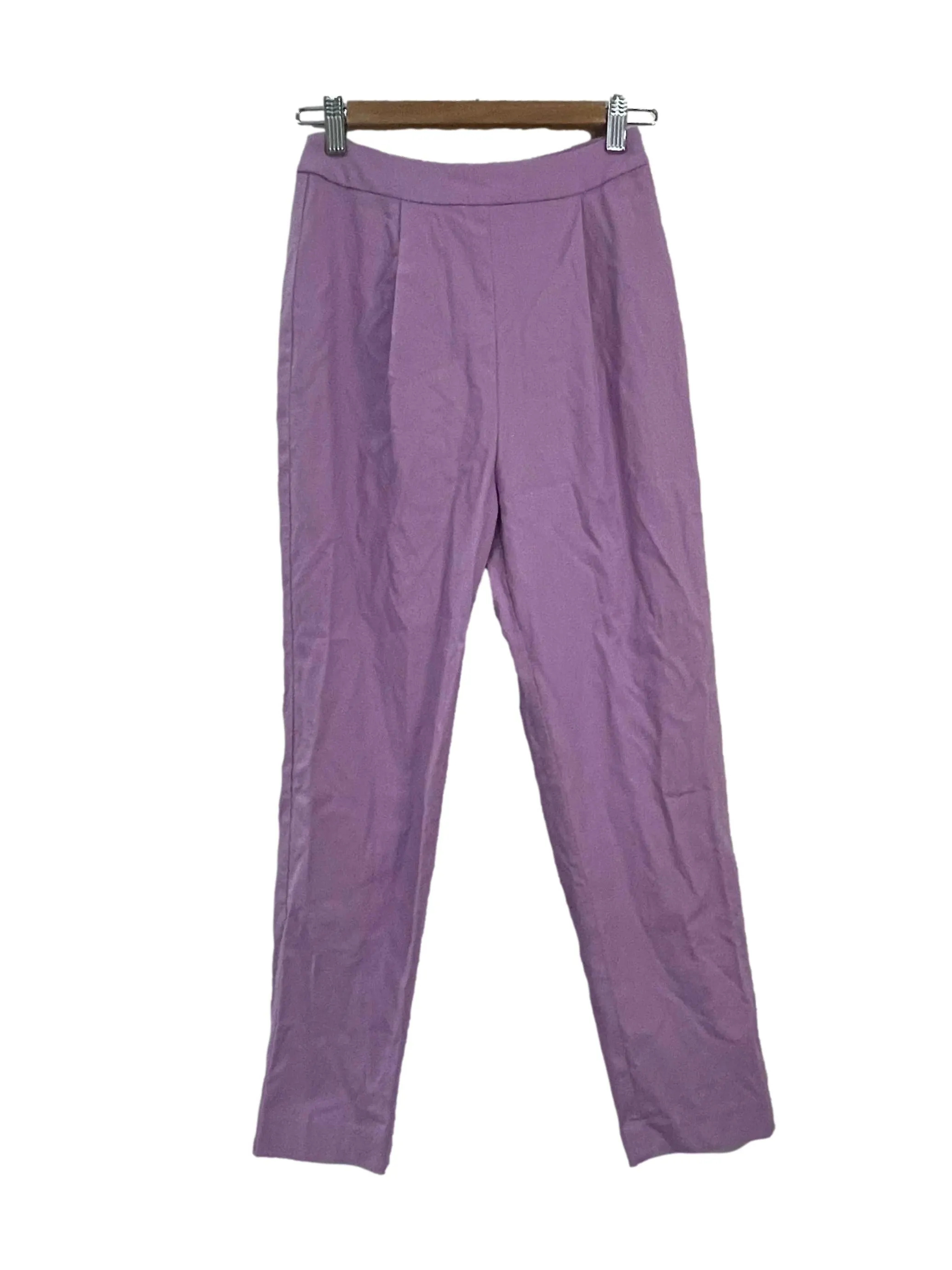 Purple High Waist Cigarette Tapered Pants