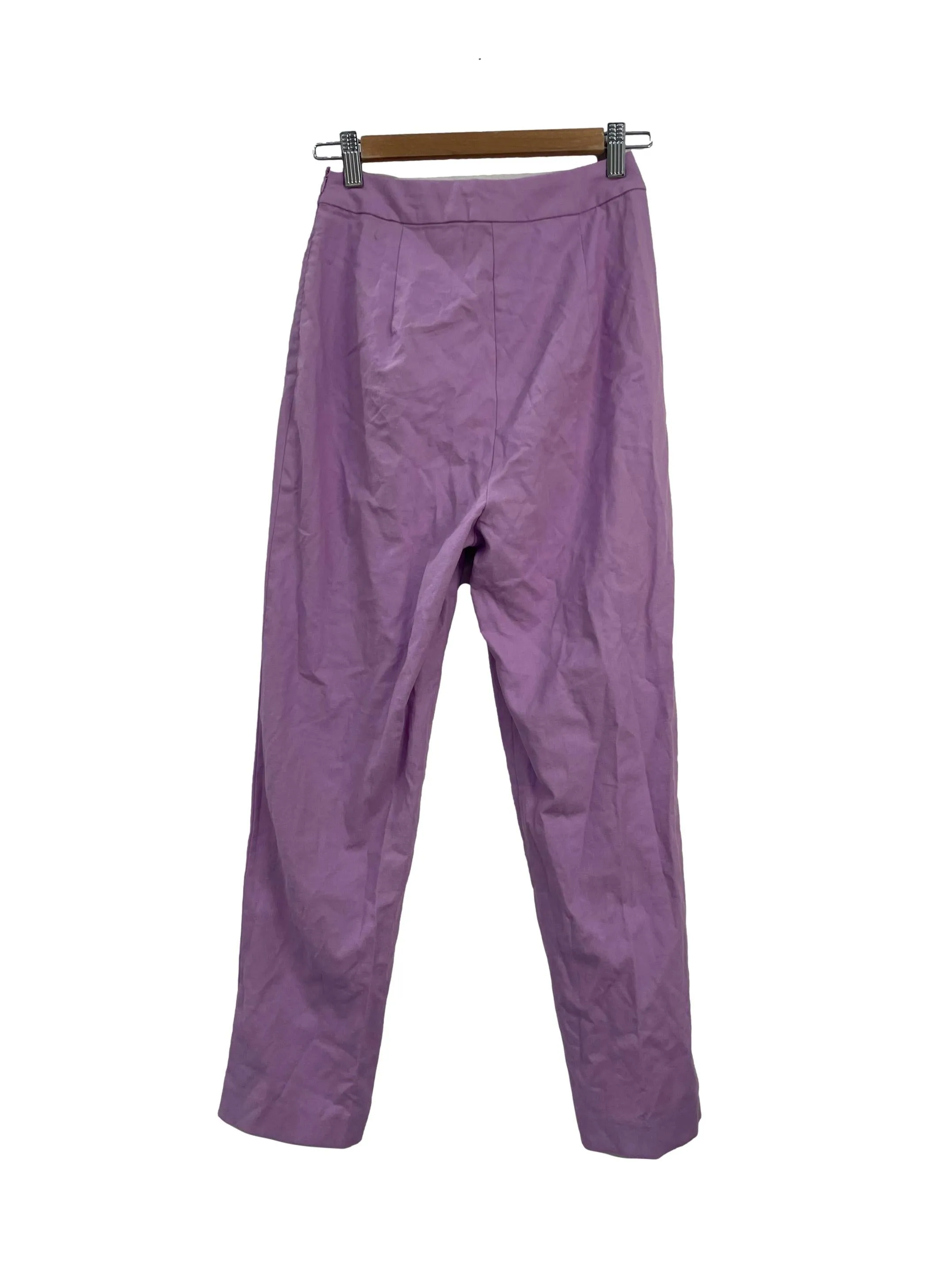 Purple High Waist Cigarette Tapered Pants