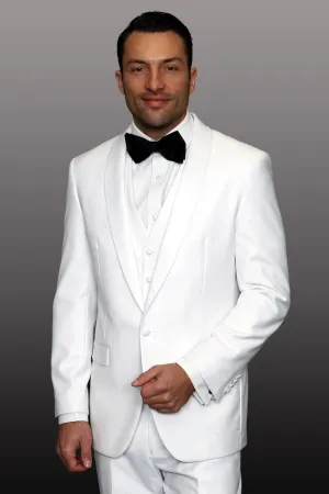 "Theo" White 1-Button Shawl Tuxedo (4-Piece Set)