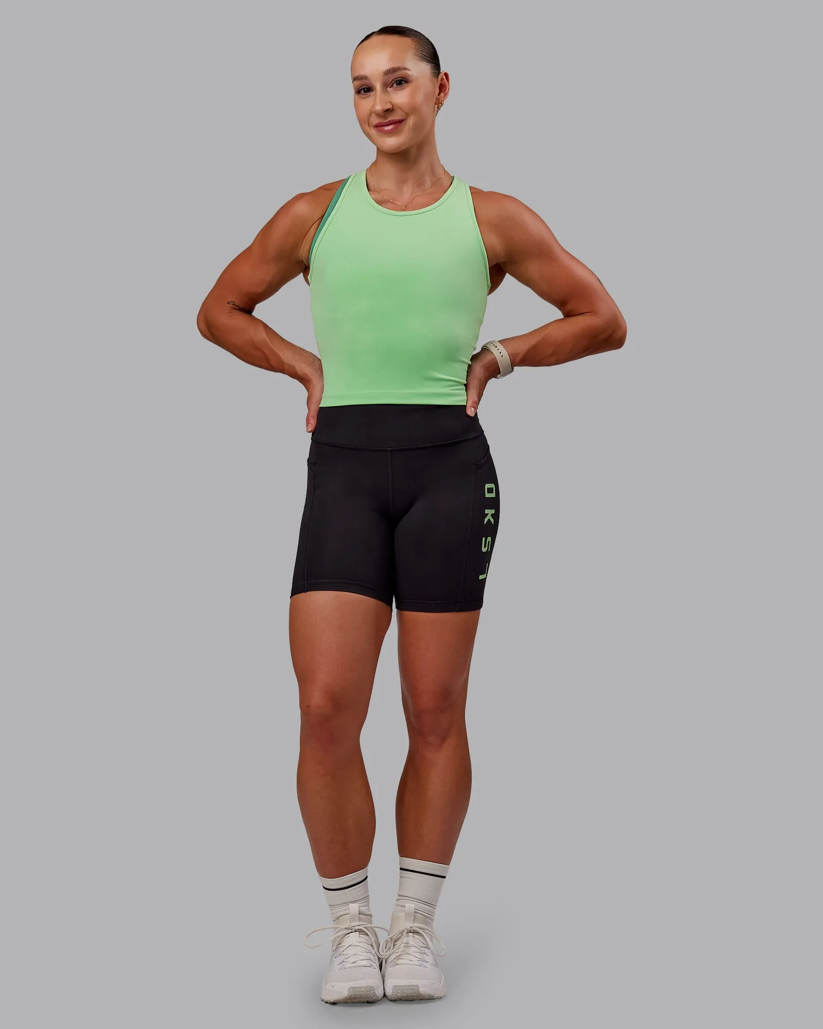 Rep Mid Short Tight - Black-Surreal Green