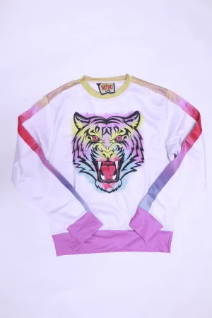 RETRO LABEL Tiger Crewneck (White)