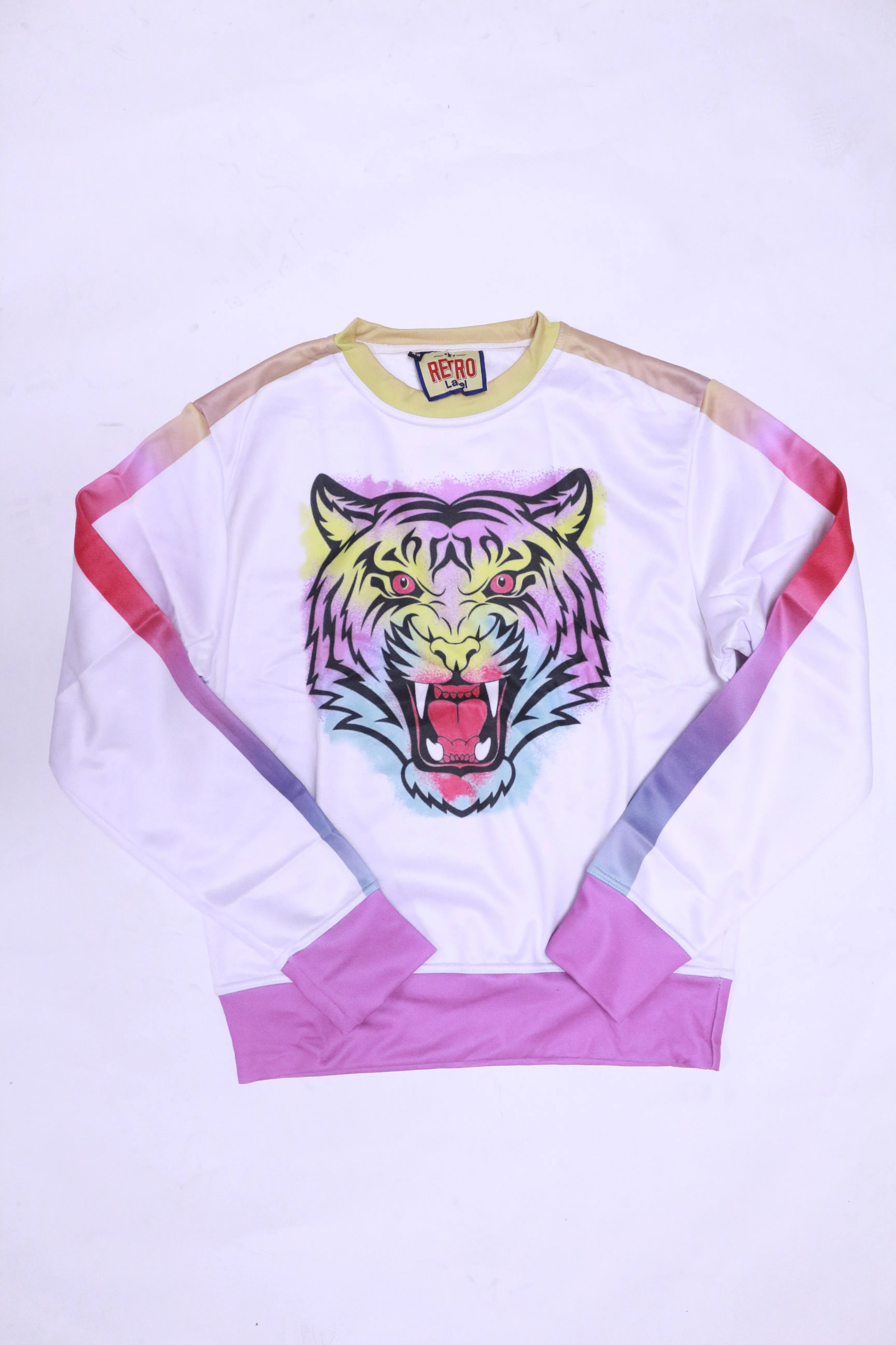 RETRO LABEL Tiger Crewneck (White)