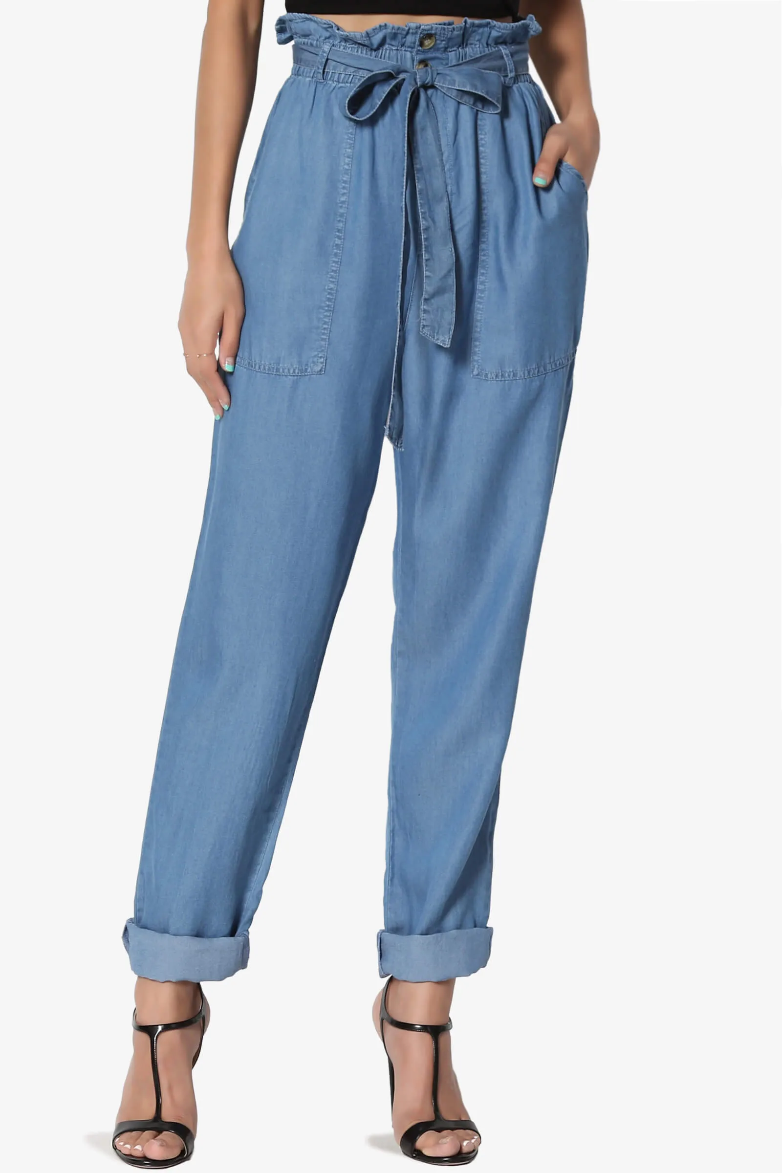 Sadie Chambray Paperbag Waist Pants